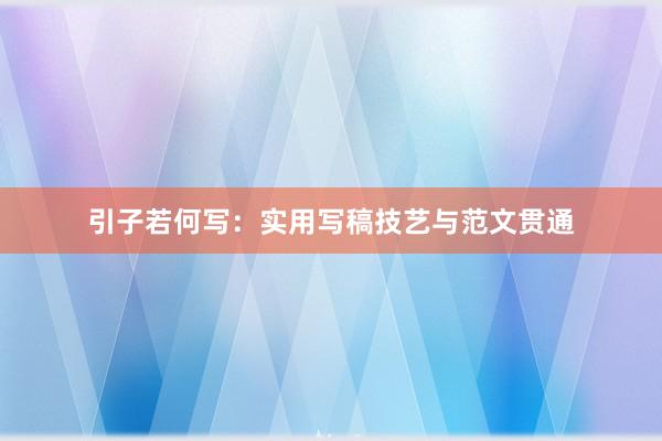 引子若何写：实用写稿技艺与范文贯通
